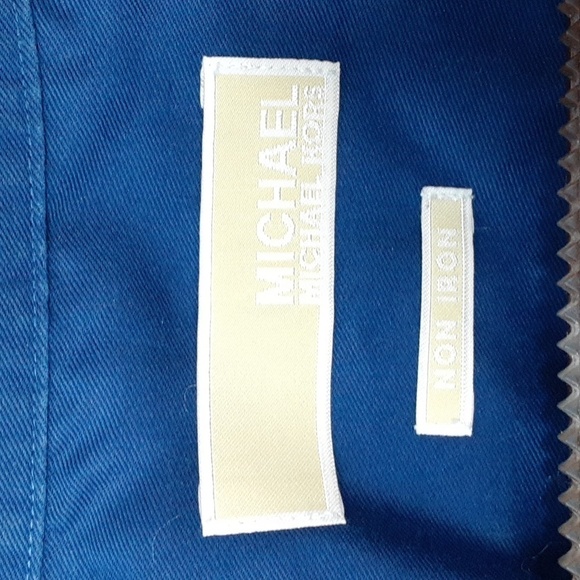 Michael Kors Men's Non Iron Blue Long Sleeve Button Down Shirt - Picture 3 of 9